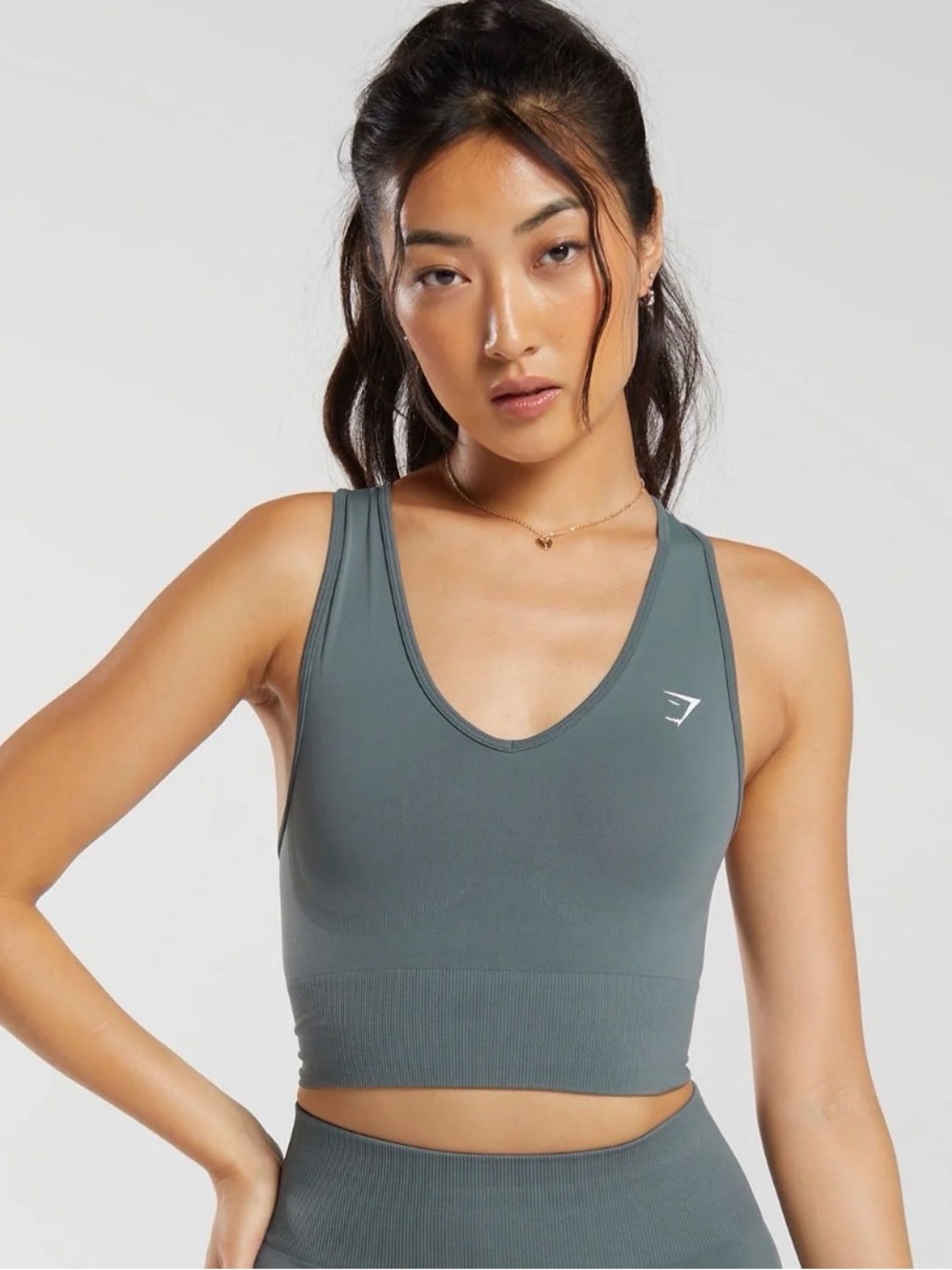 Gymshark Everyday Seamless Crop Tank -
Teal | Gymshark color Gray/Green